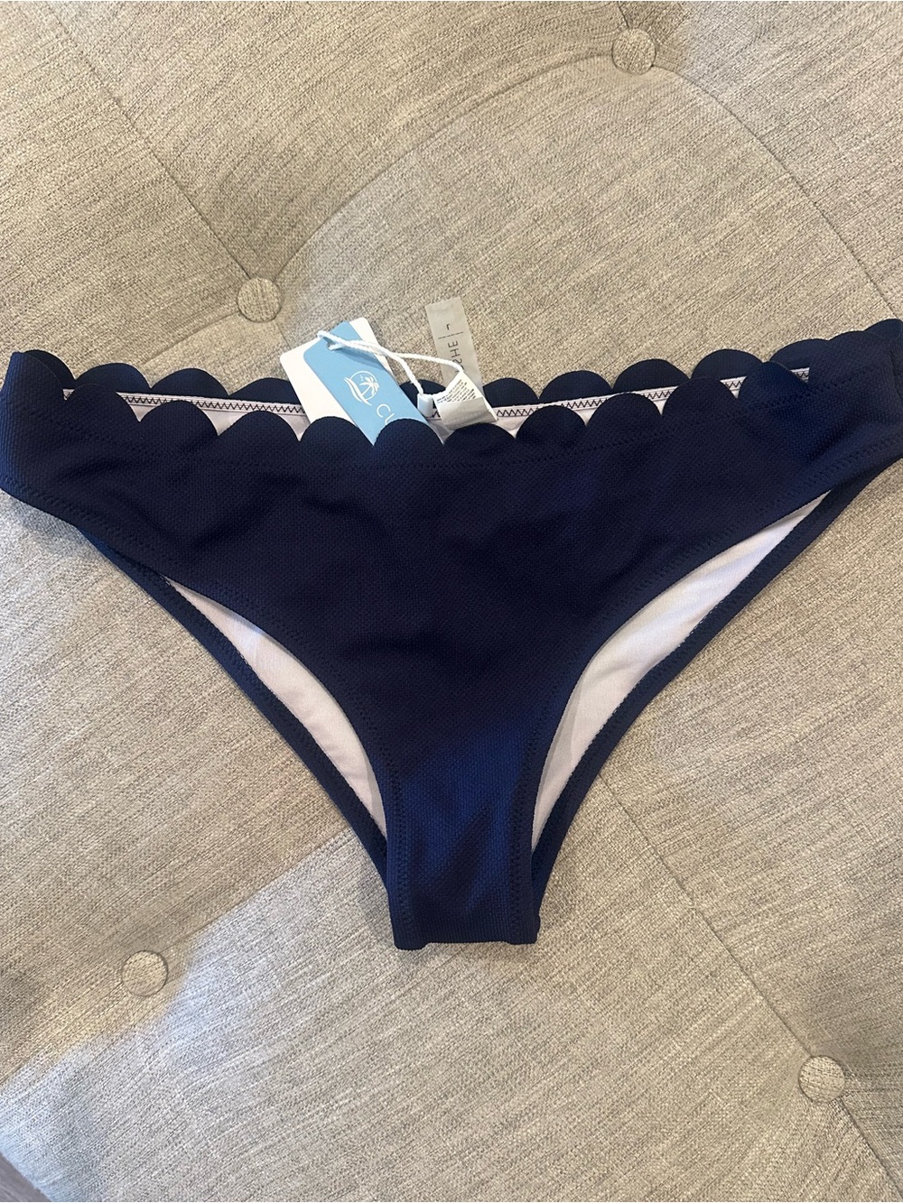 Cupshe Dark Navy Scalloped Bikini Bottom